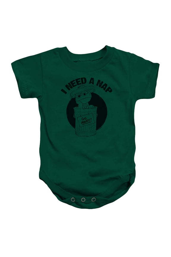 Sesame Street I Need A Nap Infant Snapsuit Romper Kelly Green 6Mos