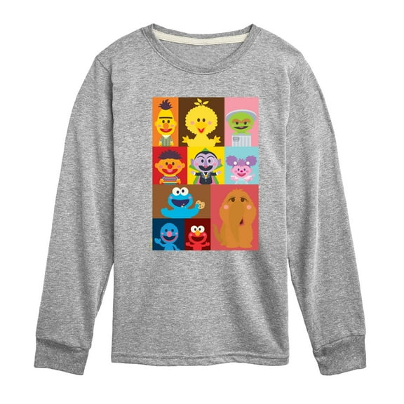 Sesame Street - Kawaii Character Grid - Toddler and Youth Long Sleeve T-Shirt