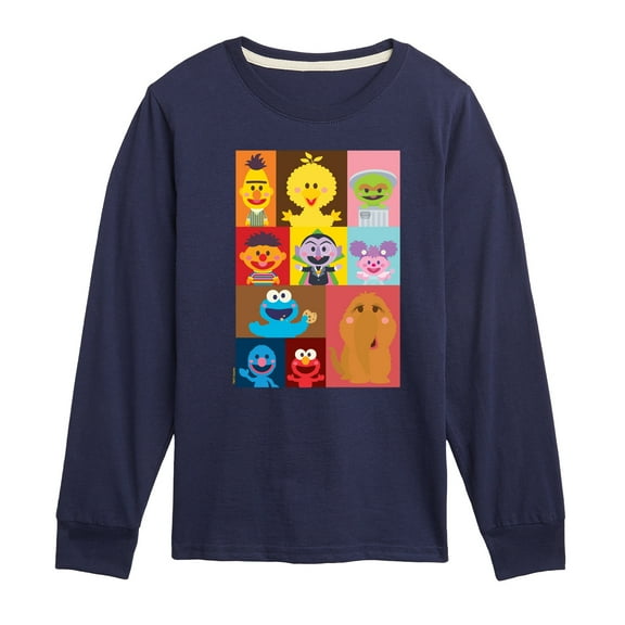 Sesame Street - Kawaii Character Grid - Toddler and Youth Long Sleeve T-Shirt