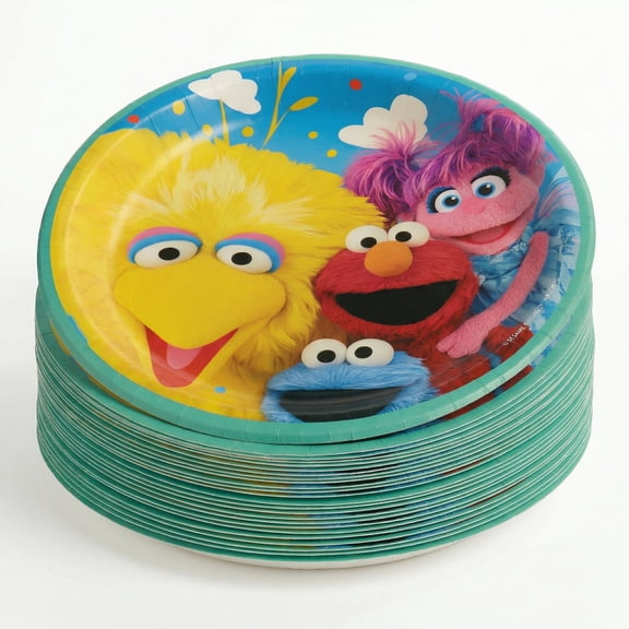 Sesame Street Kids Birthday Party Disposable Paper Plates, 9", 16 Count, (2 Pack)