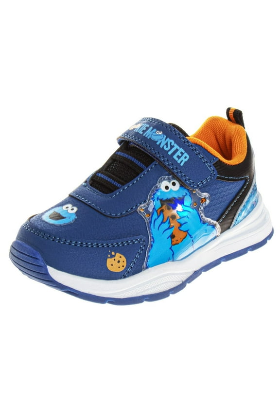 Kids Cookie Monster Hook And Loop Fashion Sneaker (Toddler Little Kids), Navy Blue, 6