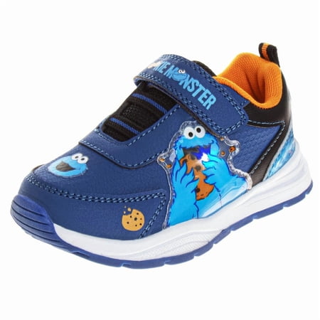 Sesame Street Kids Cookie Monster Hook And Loop Fashion Sneaker (Toddler Little Kids), Navy Blue, 6
