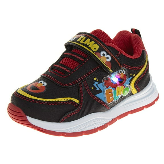 Sesame Street Kids Elmo Hook And Loop Fashion Sneaker. (Toddler Little Kids), Black Red, 6