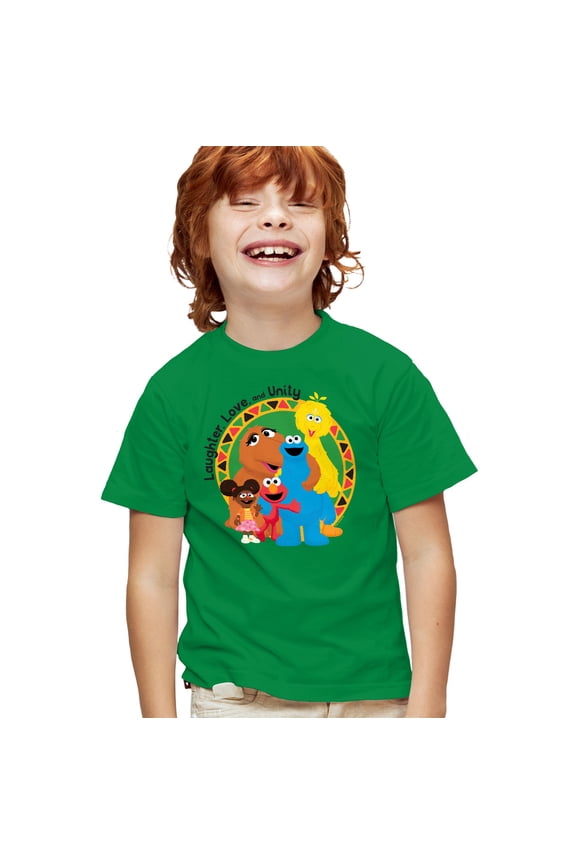 Kwanzaa Laughter, Love And Unity Kids T Shirt for Youth Boys and Girls, Kelly Green, Medium