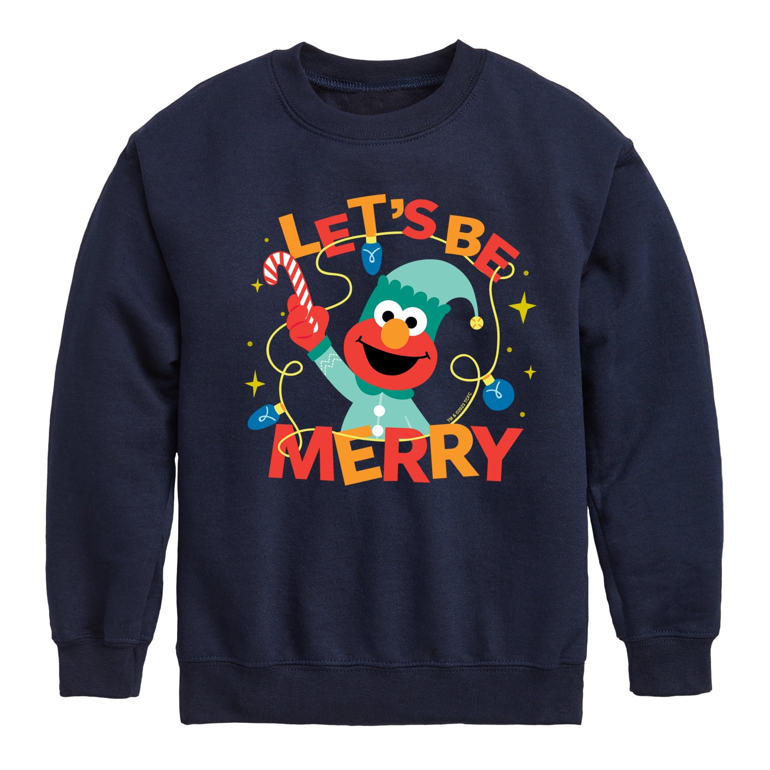 Sesame Street Brandclub Sesame Street Lets Be Merry Elmo Toddler Youth Crewneck Fleece Sweatshirt
