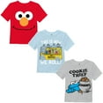 thumbnail image 1 of Sesame Street Little Boys' Toddler 3 Pack T-Shirt Bundle, Sky Blue/Red/Heather Grey, 5T, 1 of 4