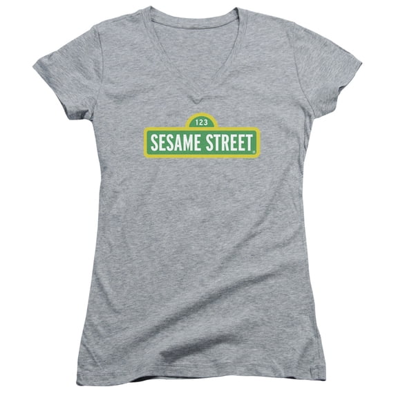 Sesame Street - Logo - Juniors Cap Sleeve V-Neck Shirt - Small