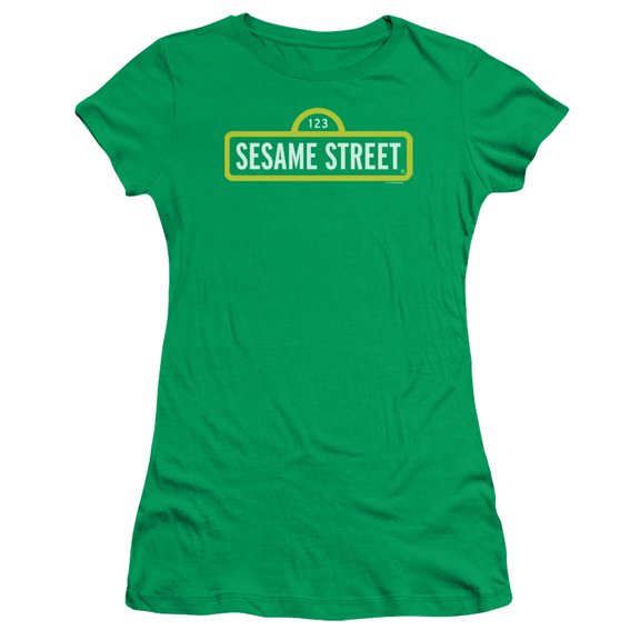 Sesame Street Logo S/S Junior Women's T-Shirt Sheer Kelly Green
