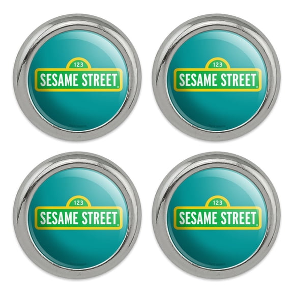 Sesame Street Logo Metal Craft Sewing Novelty Buttons - Set of 4