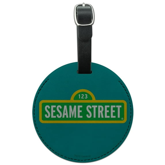 Sesame Street Logo Round Leather Luggage Card Suitcase Carry-On ID Tag