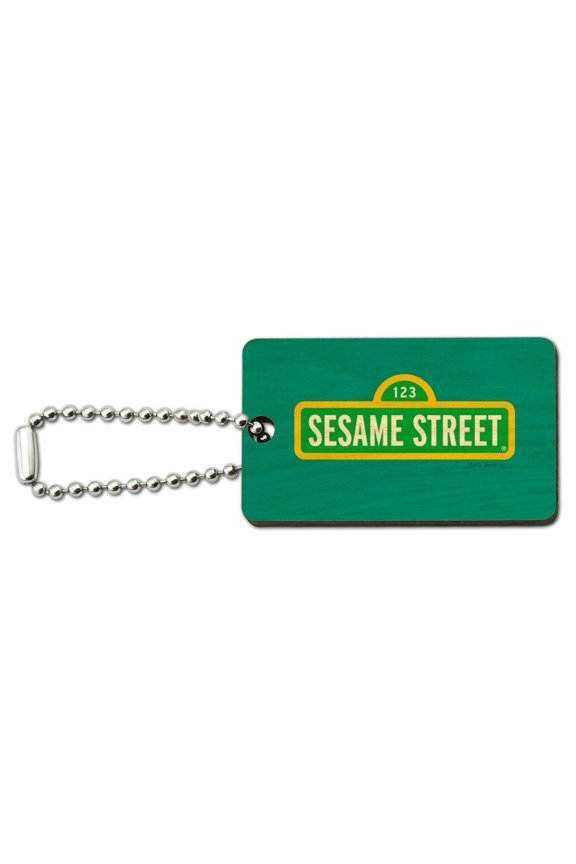 Sesame Street Logo Wood Wooden Rectangle Keychain Key Ring