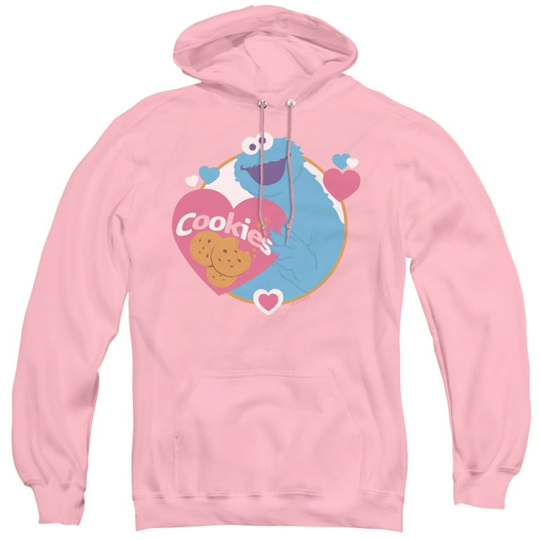 Sesame Street Love Cookies Adult Pullover Hoodie Sweatshirt Pink