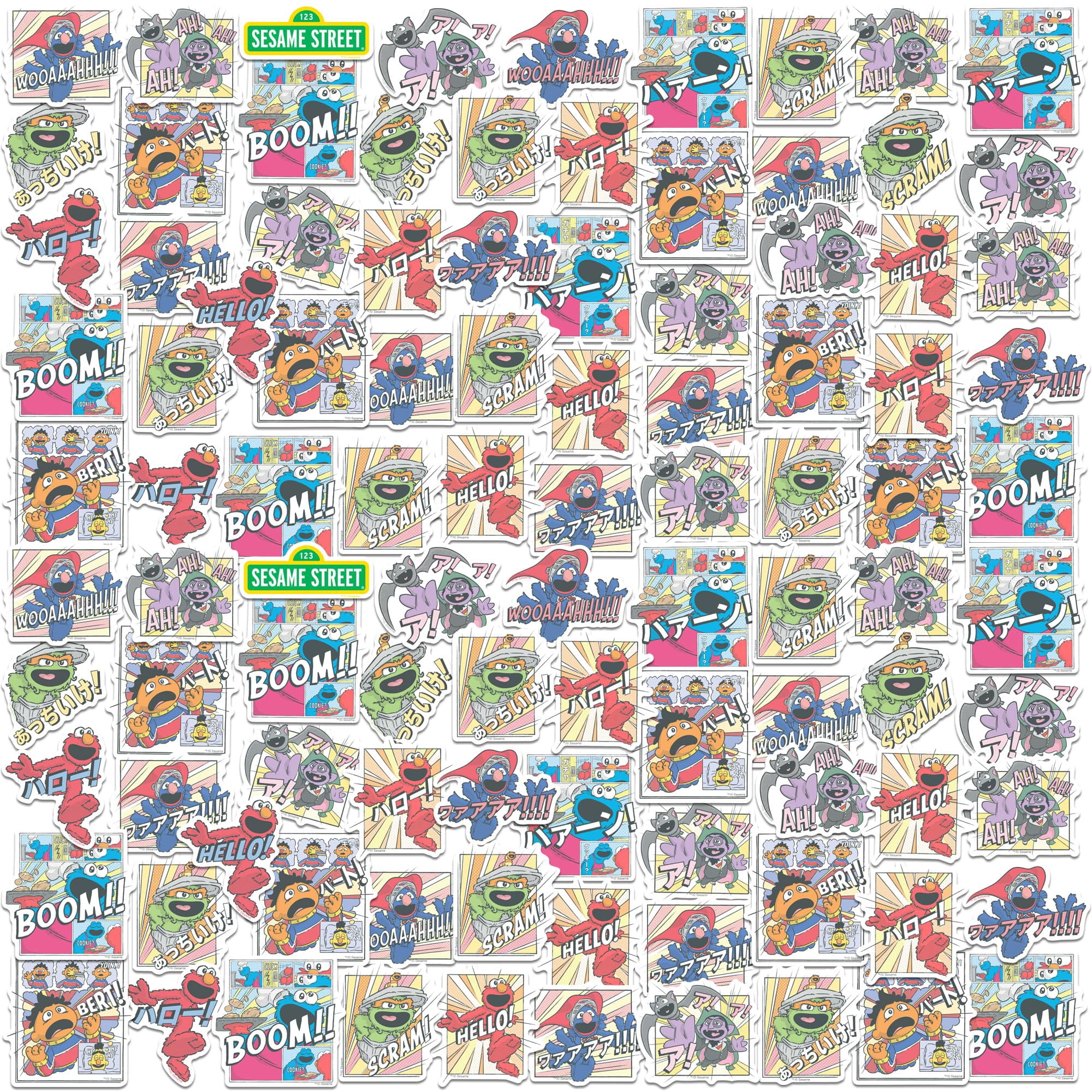 Sesame Street Manga 150ct Vinyl Sticker Pack  Anime-Style Waterproof Die-Cut Stickers Featuring Elmo, Grover, Bert, Oscar  Laptop, Water Bottle, Scrapbooking, Tablet