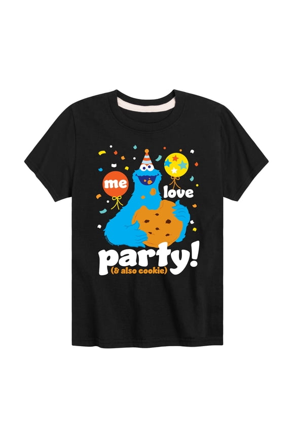 - Me Love Party Cookie Monster - Toddler and Youth Short Sleeve Graphic T-Shirt