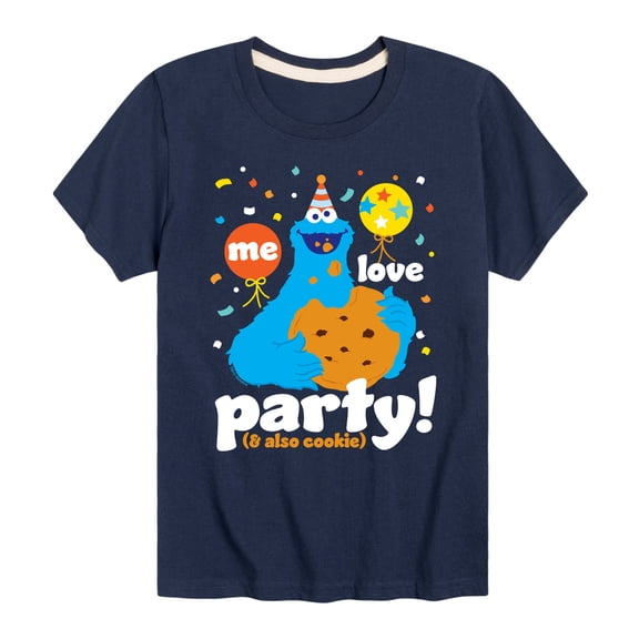 Sesame Street - Me Love Party Cookie Monster - Toddler and Youth Short Sleeve Graphic T-Shirt