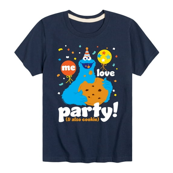 Sesame Street - Me Love Party Cookie Monster - Toddler and Youth Short Sleeve Graphic T-Shirt