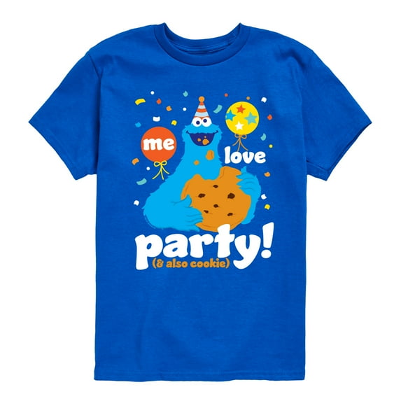 Sesame Street - Me Love Party Cookie Monster - Toddler and Youth Short Sleeve Graphic T-Shirt