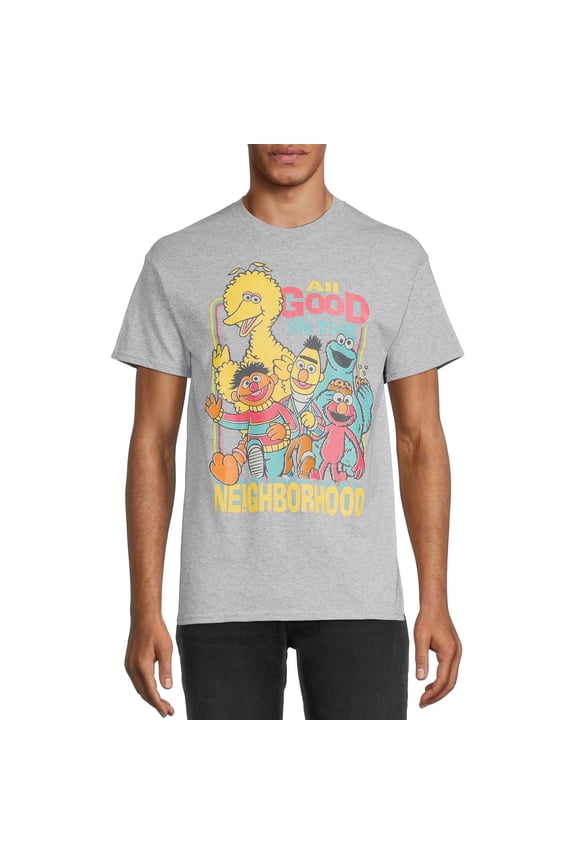 Men's All Good In The Neighborhood Vintage Distressed Tee T-Shirt (Medium, Heather Grey)