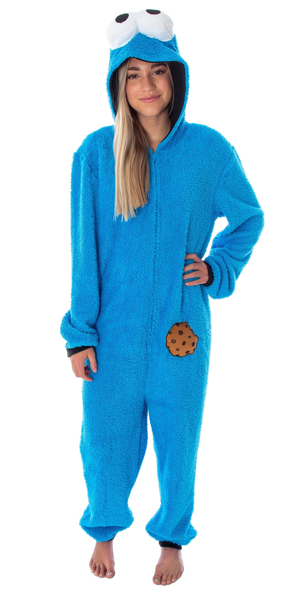 Sesame Street Adult Unisex Cookie Monster Costume Union Suit Pajama Onesie  L/XL 