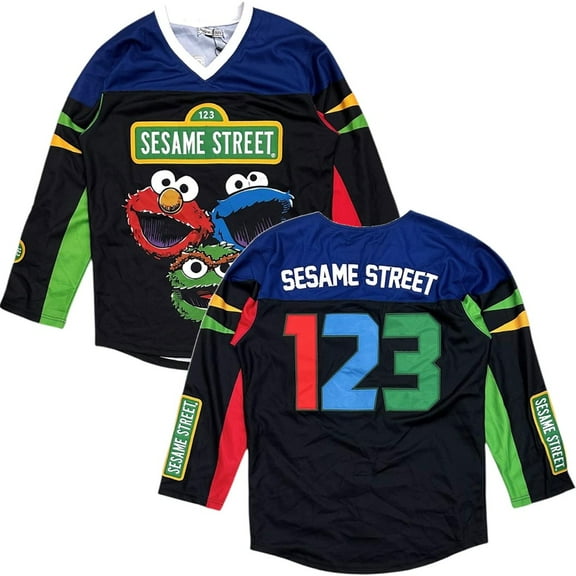 Sesame Street Men's Headgear Classics Premium Embroidered Hockey Jersey (XX-Large, Black)