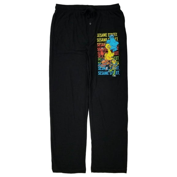 Sesame Street Mens Black Sleep Pants Lounge Pants Pajama Bottoms Large