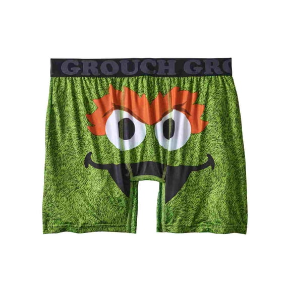 Sesame Street Mens Silky Green Oscar The Grouch Boxer Briefs Boxers M