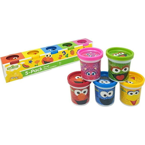 Sesame Street Modeling Dough 5-Pack 3oz Cans Elmo Cookie Monster Big Bird Oscar the Grouch Abby Cadabby Non-Toxic