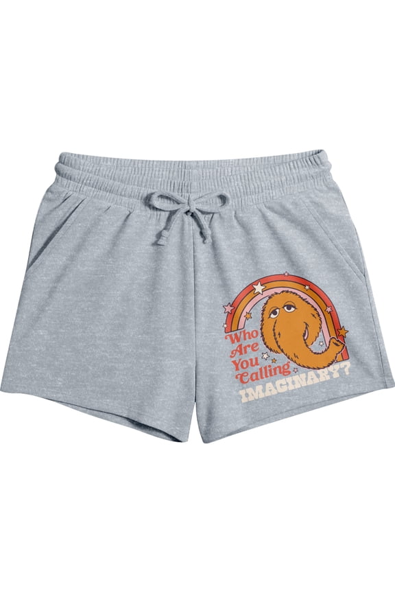Sesame Street Mr. Snuffleupagus Women's Lounge Shorts 'Who Are You Calling Imaginary?' Retro Graphic Elasticized Drawcord Waist Officially Li-Large