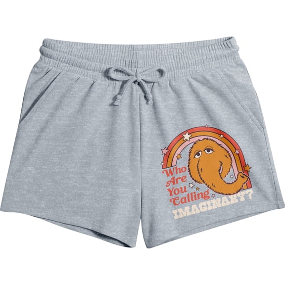 Sesame Street Mr. Snuffleupagus Women's Lounge Shorts 'Who Are You Calling Imaginary?' Retro Graphic Elasticized Drawcord Waist Officially Li-Small
