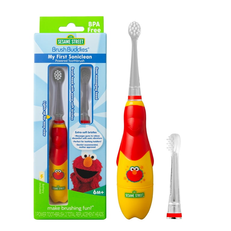 Brush Buddies Sesame Street My First Soniclean Baby Toothbrush with Teething Relief Attachments