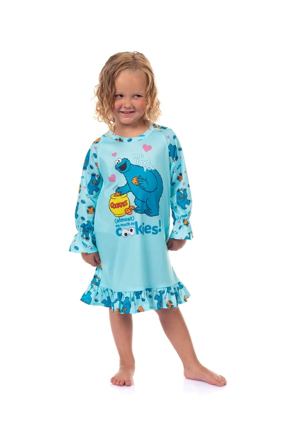 Sesame Street Nightgown Toddler Girls Pajamas Me Love You Raglan Ruffle Sleep Dress