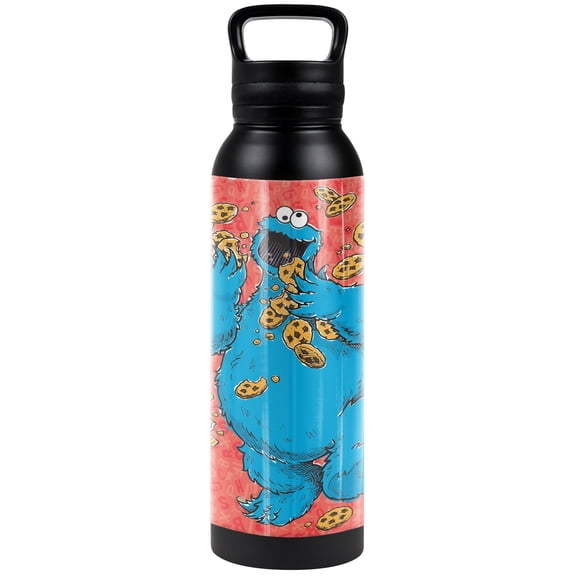 Sesame Street Official Cookie Monster Character 24 oz Insulated Canteen Water Bottle, Leak Resistant, Vacuum Insulated Stainless Steel with Loop Cap