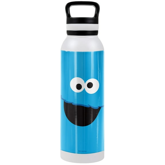 Sesame Street Official Cookie Monster Face 24 oz Insulated Canteen Water Bottle, Leak Resistant, Vacuum Insulated Stainless Steel with Loop Cap