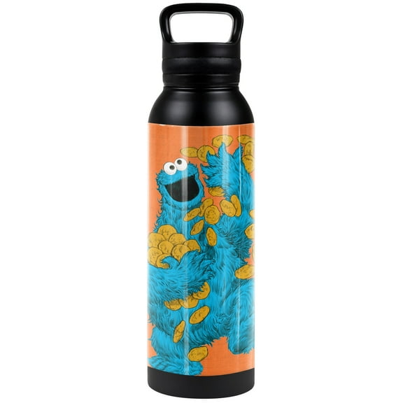 Sesame Street Official Cookie Paint 24 oz Insulated Canteen Water Bottle, Leak Resistant, Vacuum Insulated Stainless Steel with Loop Cap