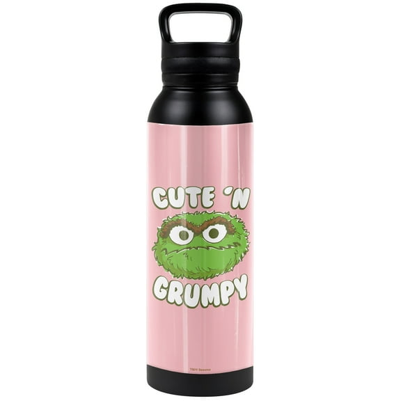 Sesame Street Official Cute N Grumpy 24 oz Insulated Canteen Water Bottle, Leak Resistant, Vacuum Insulated Stainless Steel with Loop Cap
