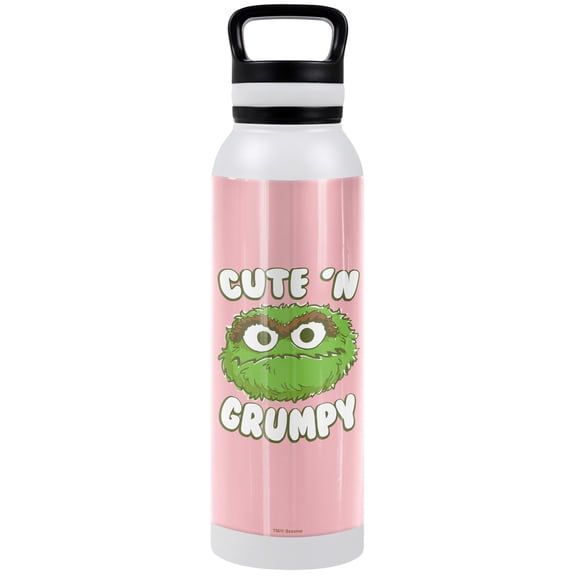 Sesame Street Official Cute N Grumpy 24 oz Insulated Canteen Water Bottle, Leak Resistant, Vacuum Insulated Stainless Steel with Loop Cap
