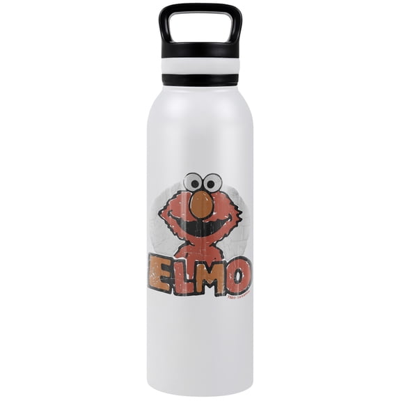Sesame Street Official Elmo Name 24 oz Insulated Canteen Water Bottle, Leak Resistant, Vacuum Insulated Stainless Steel with Loop Cap
