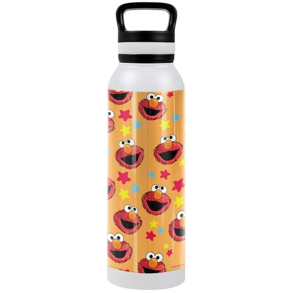 Sesame Street Official Elmo Pattern 24 oz Insulated Canteen Water Bottle, Leak Resistant, Vacuum Insulated Stainless Steel with Loop Cap