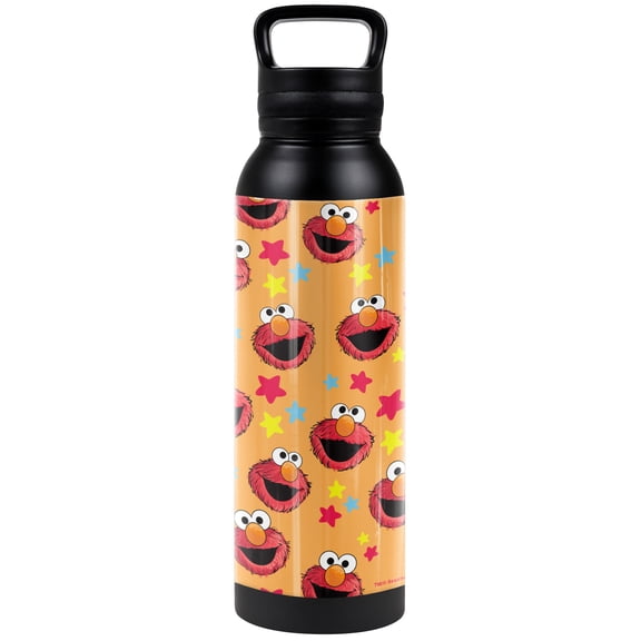 Sesame Street Official Elmo Pattern 24 oz Insulated Canteen Water Bottle, Leak Resistant, Vacuum Insulated Stainless Steel with Loop Cap