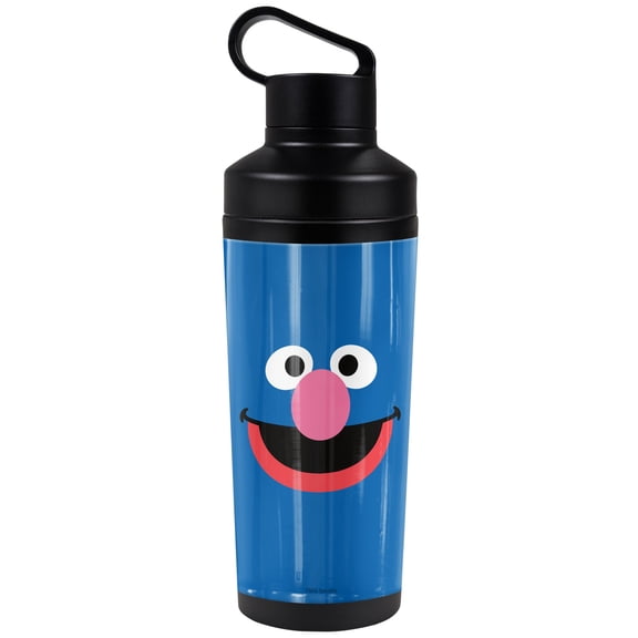 Sesame Street Official Grover Face 18 oz Insulated Water Bottle, Leak Resistant, Vacuum Insulated Stainless Steel with 2-in-1 Loop Cap