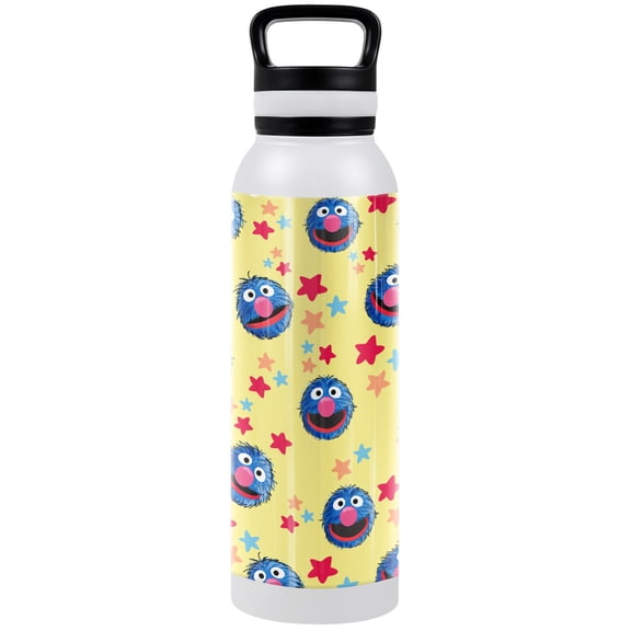 Sesame Street Official Grover Pattern 24 oz Insulated Canteen Water Bottle, Leak Resistant, Vacuum Insulated Stainless Steel with Loop Cap