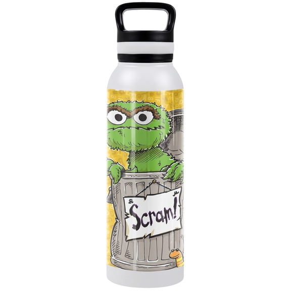 Sesame Street Official Oscar Character 24 oz Insulated Canteen Water Bottle, Leak Resistant, Vacuum Insulated Stainless Steel with Loop Cap