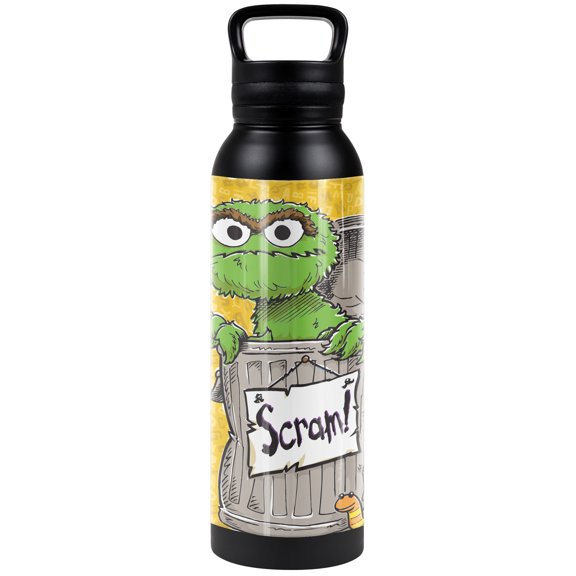 Sesame Street Official Oscar Character 24 oz Insulated Canteen Water Bottle, Leak Resistant, Vacuum Insulated Stainless Steel with Loop Cap