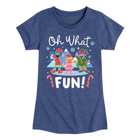 Sesame Street - Oh What Fun Fitted Short Sleeve Graphic T-Shirt
