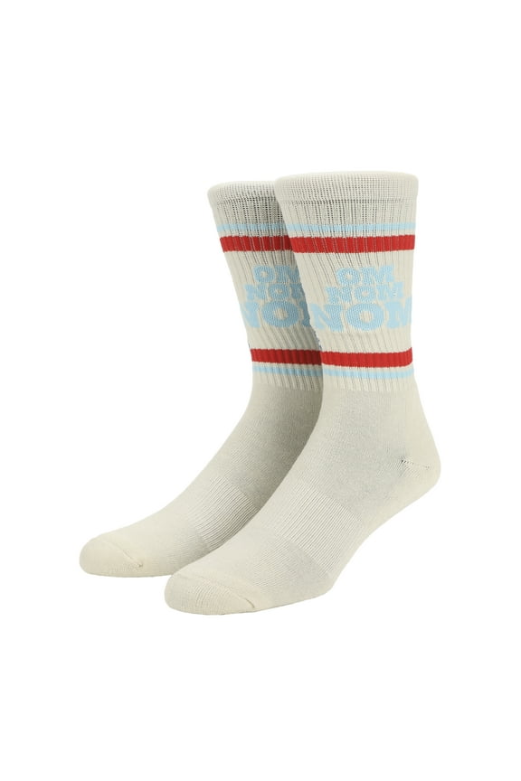 Sesame Street Om Nom Nom Striped Mens Athletic Crew Socks