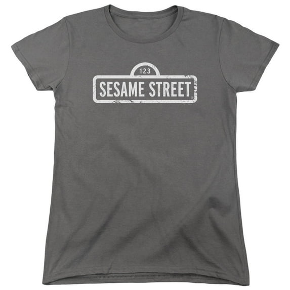 Sesame Street One Color Logo S/S Women's T-Shirt Charcoal