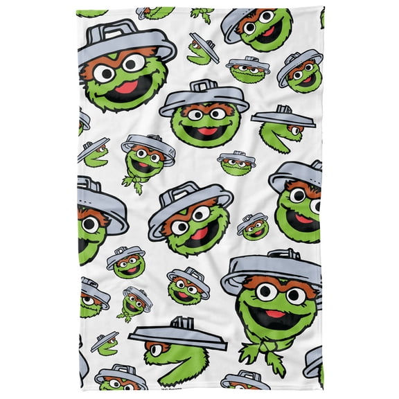 Sesame Street Oscar Face Pattern Officially Licensed Fleece Blanket 36' x 58'