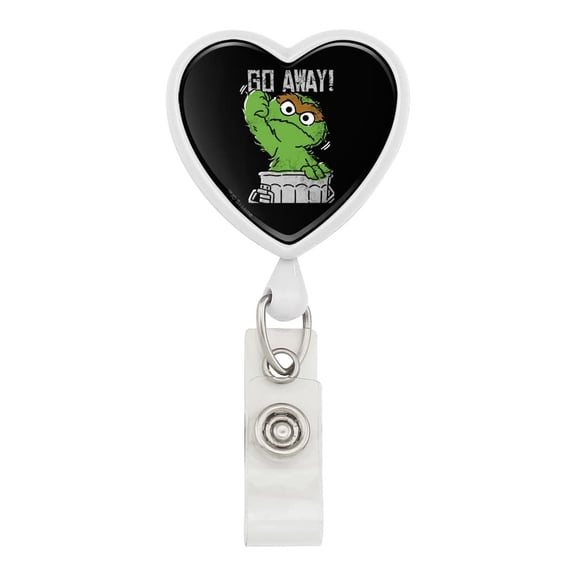 Sesame Street Oscar Go Away! Heart Lanyard Retractable Reel Badge ID Card Holder