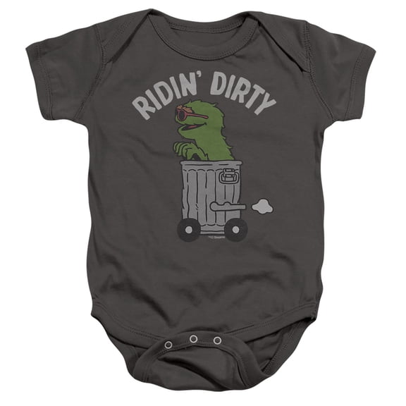 Sesame Street Oscar Ridin Dirty Unisex Infant Snap Suit for Baby, Charcoal, Small