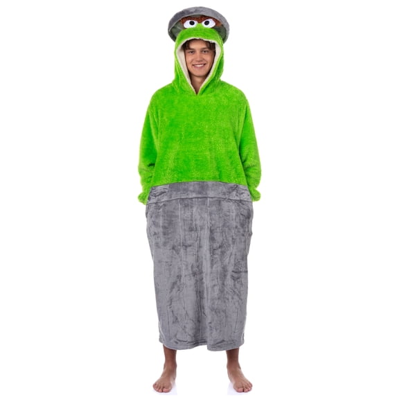 Sesame Street Oscar The Grouch Adult Wearable Hooded Blanket Sweatshirt